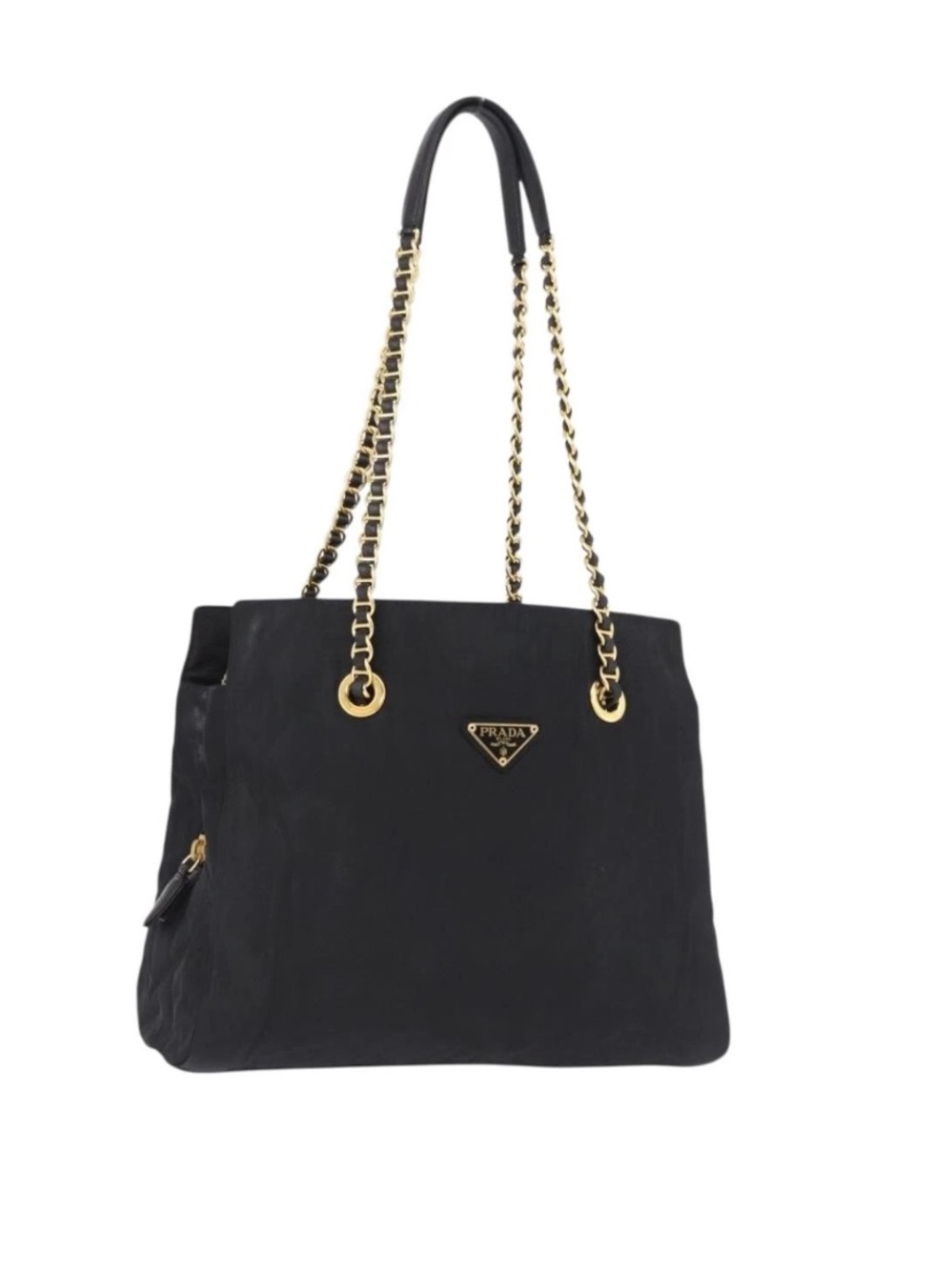 PRADA⭐️Black Shoulder Bag with Gold Chain Straps!